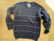 Benson Apparel Navy Stripe Pullover Sweater Men’s Size XL Lambs Wool BNWT