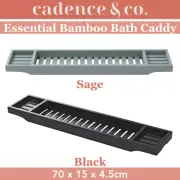 Cadence & Co. Essential Bamboo Bath Caddy Bathub Book Wine Glass Holder Tray
