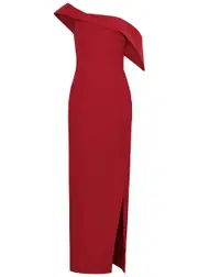 Roland Mouret Asymmetric Wool-blend Maxi Dress - Red - 14 (UK14 / L) 14 (UK14 / L)