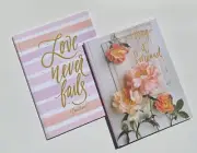 Love Never Fails - Hardcover Floral Printed Words Notebooks Journals 2-Pack