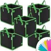 VIVOSUN 5 Pack 7 Gallon Square Grow Bags, Thick Nonwoven Cubic Fabric Pots with Handles for Indoor and Outdoor Gardening