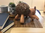 Elephant Coconut Shell Bedroom Lamp Stand Floor Light Wooden Garden Lantern 7 W