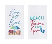 2 Piece Beach Theme Kitchen Towel Set, Escape and Beach Bums