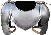 Medieval Armour Medieval Iron Gorget Spaulders Arm Shoulder Set Viking Crusader Pauldrons Armor, Adult, Silver, Adult