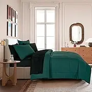 ESCA Twin XL Comforter with Sheets Set - 7 Pieces Teal Bed in a Bag Set