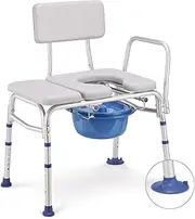 GreenChief Bedside Commode Chair 500 LBS, Padded Transfer Bench for Bathtub with Arms and Backrest, Heavy Duty Tub Shower Chair Adjustable Bath Seat for Inside Shower for Elderly Disabled