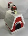 PEANUTS Snoopy With Presents On A Doghouse Christmas Holiday Cookie Jar