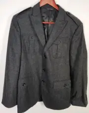 Banana Republic Tailored Fit Wool Military Jacket Italian Fabrics Size 38S #0163