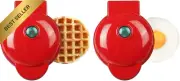 Set of 2 Mini Waffle Maker + Griddle Electric Iron Pancake Maker for Chaffle, To