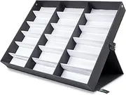 [ProSource] 18 Slot Sunglasses Organizer Box Stand Display Case/Tray, Fabric Lined & Snap Close