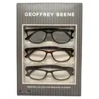 Geoffrey Beene 3 PACK Gift Men's Reading Glasses Gloss Black,Grey,Tortoise +2.50