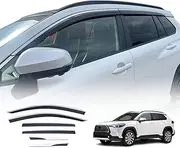 OAD4X4 Weathershields Compatible with Toyota Corolla Cross SUV 2022-Onwards, Stainless Edge Weather Shields Window Visors Wind Deflectors Sun Rain Guard 6PCS Set