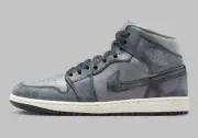 Women Nike Air Jordan 1 Mid SE Distressed Smoke Grey Off Noir FJ3448-001 sz 6