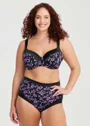 [Taking Shape] Taking Shape Smooth Underwire Contour Bra Size 18C in Purple Floral - Plus Size Women's Clothing Purple Floral