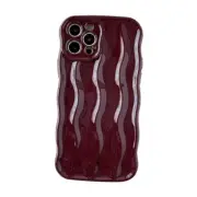 Caseative for iPhone 12 Pro Max Case,Water Ripple Pattern Curly Wave Wine Red