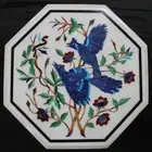 15" side white Marble Table top semi precious stones inlay art work Handmade
