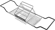 NDNCZDHC Bath Caddy Tray for Bathtub Stainless Steel Over Bath Tub Racks Shower Organizer Retractable Bath Tub Tray with Phone Holder