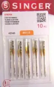 Singer 2045 Stretch Round Sharp Point Sewing Machine Needle Size 12/80 10Needles