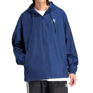 Adidas Trefoil WB 男 藍色 休閒 經典 寬鬆 防風 連帽 外套 IR9858