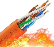Syston Cable Technology Cat 5e Ethernet Network Cable - 20 FT, 350 MHz 24 AWG Solid Bare Copper Wire Outdoor/Indoor, Bulk No Ends 10 Ft to 1000 Ft Available, Heat Resistant Plenum Rated - CMP