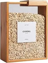 Rice Box - Acrylic Wooden Cereal Organizer,Clear Moistureproof Rice Storage Container with Slide Lid for Grains Snacks Cereals Dry Goods