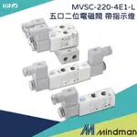 金器工業 MINDMAN [控制元件] 五口二位電磁閥 MVSC-220-4E1 4E2-DC24-L