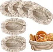6Pack 10inch Oval Bread Proofing Basket Cloth, Liner Sourdough Banneton Proofing Baskets Cloth, Natural Rattan Baking Dough Sourdough Banneton Proofing Basket Cloth Liner