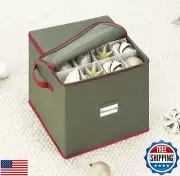 Whitmor 64 Section Christmas Ornament Box with Identification Label, Green wi