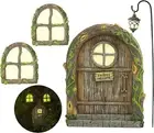 Fairy Door and Windows for Trees – Glow in the Dark Yard Art Sculpture Decoratio