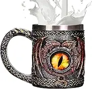 Dragon Beer Mug - Nordic Celtic Mug for Men | Dragon's Eye Coffee Cup Dungeons Beer Mug, Unique Dragon Lover Collectible Mug, Tankard Fantast Themed