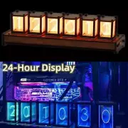 Digit Nixie Glow Tube Clock with RGB LED Glows for Gaming Desktop Decoration AU