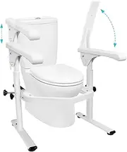 Toilet Safety Rails,Toilet Rails Heavy Duty (520 lbs) Hand Rail,Toilet Seat Riser with Handles,Easy Installation for Handicap Senior Bariatrics, Elderly Balance - Padded Hand Armre (Upgraded Version)
