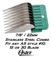 OSTER STAINLESS STEEL ATTACHMENT GUIDE 7/8"COMB*Fit A5 Andis AGC,Wahl KM Clipper