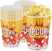 32oz Leakproof Popcorn Cups - 100 Pack of Grease-Proof Party Tub Containers