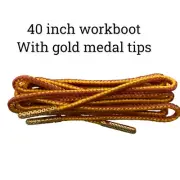 NEW Round Strings Work boots Laces 40``or 60" Inch Brown/Yellow Metal Tips