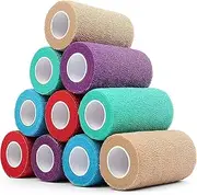 10 Pack Self Adhesive Bandage Wrap,Assorted Color Self Adherent Cohesive Bandage, First Aid Medical Elastic Tape for Wrist, Ankle, Sprains and Swelling (10cm x 4.5m)