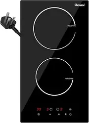 GIONIEN Plug in Induction Hob 2 Rings,Domino Hobs,30cm Electric Cooktop 2800W 13 Amp, Built in Worktop,Black Glass Smooth Worktop,Double Induction Cooker GIT230SP