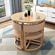 Modern Round Kitchen Dining Table Set for 4 5 Piece Negotiating Table and Chairs Set with Metal Frame Ideal for Small Spaces and Apartments (Cloth Color)