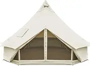 KingCamp Canvas Bell Tent for Camping, 4 Seasons Canvas Yurt Tent- w/Roof Stove Jack Hole, Luxury Glamping Waterproof and Breathable Tents for Family Camping Outdoor Hunting Party