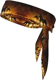 Running Black Horses Print Tie Headbands, Ninja Karate Versatile Head Tie For Men Women,For Basketball Running Tennis