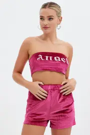 Ally Fashion Pink Velvet Shorts - Size M, Women's Shorts