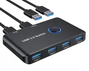 USB 3.0 Switch, USB Switch Selector 2 Computers Sharing 4 USB Devices KVM Switch
