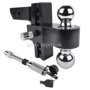 Black Trailer Hitch 2", 2-5/16" ball 2 Locking Hitch Pins keys 12500 LBS GTW