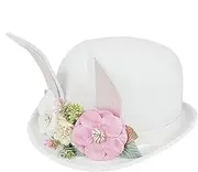 [Generic] Bunny Ear Top Hat,Easter Party Bunny Hat With Flowers - Carnival Headwear, Stylish Halloween Costumes, Role Play Accessories For Photography Props