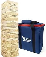 Jac & Mok Jumbo Tumble Tower Game | 60 Pieces Wooden Toppling Blocks Toys with Carrying Case | Premium Pine Wood Material