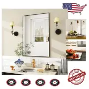 Sleek 28'' x 20'' Wall Mirror - Black Metal Framed for Living & Bath Spaces