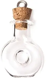 [INNSPIRO] Pendant Glass Round Bottle with Low Relief Transparent with Cork Stopper 19 x 29 mm, 19 x 29 mm, Glass, No Gemstone, 19x29mm., Glass, No Gemstone