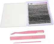 SHERCHPRY 1 Sets DIY Eyelash Extension Kit Individual Lash Clusters with Eyelash Remover Curved Tweezers and Combs Portable Pink Tool for Home