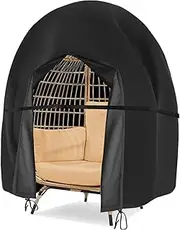 Patio Hanging Egg Chair Cover 420D Outdoor Double Wicker Egg Swing Covers Waterproof Patio Swing Loveseat Dust Protector 91x80 inches Black