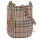 【全新現貨 補18個】茱麗葉精品 BURBERRY 8036003 Haymarket戰馬格紋水桶包.駝邊現金價$21,800